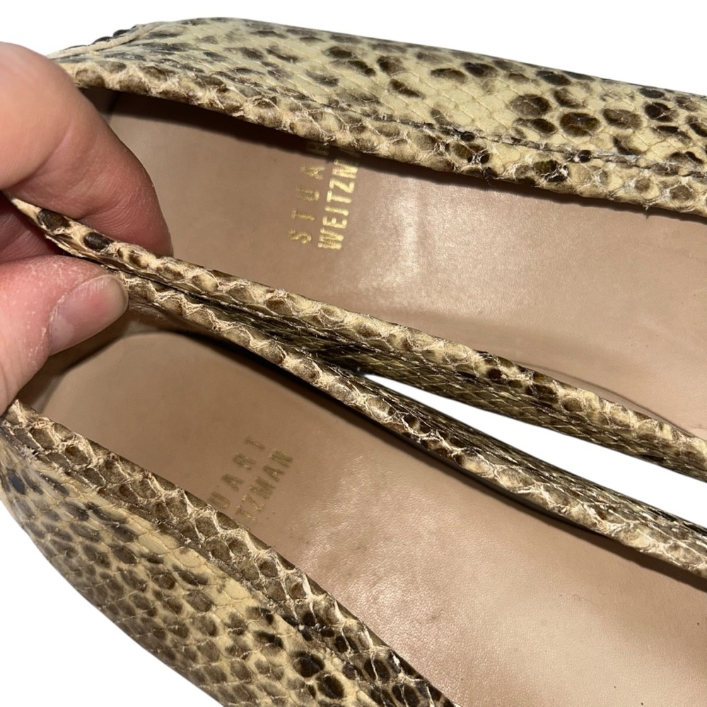 Stuart Weitzman Cream Brown Python Snakeskin Tass… - image 4
